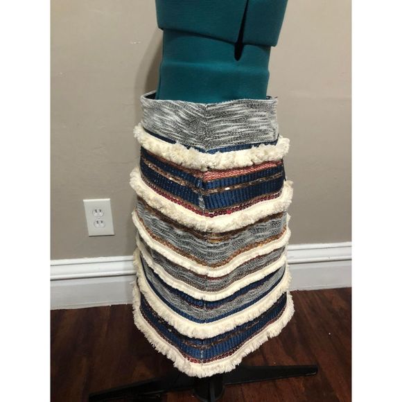 🧺Moulinette Soeurs Anthropologie Embellished Blue Mini Skirt w/ Sequins, size 6 - Picture 7 of 7